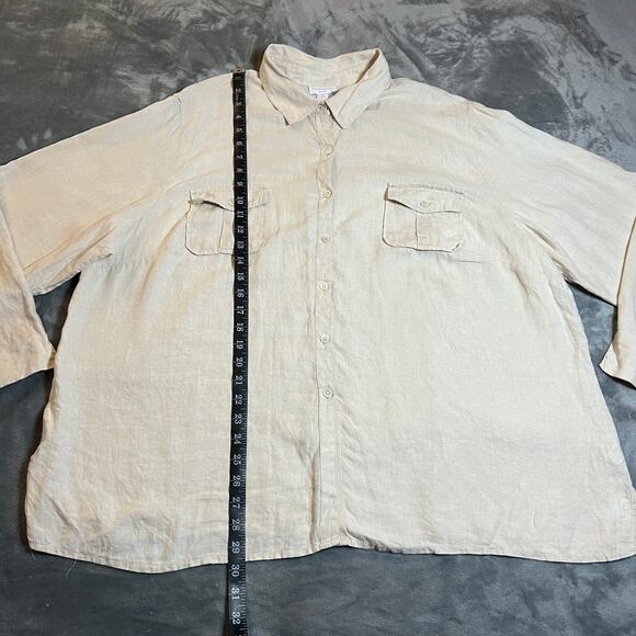 Charter Club Women's Linen Button Up Shirt Size 22W **TINY FLAW** Lightweight - Picture 8 of 10